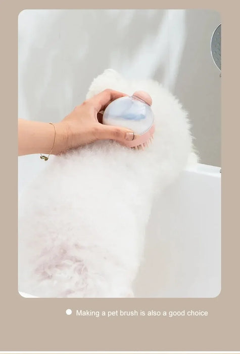 Pet Bath Brush Shampoo Dispenser And Cleaning Fur And Hair