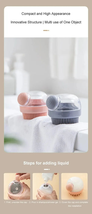 Pet Bath Brush Shampoo Dispenser And Cleaning Fur And Hair